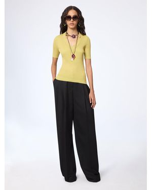 Nina Ricci Mustard V-Neck Knit Top - Multicolor