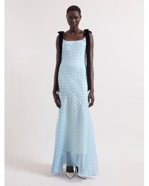 Nina Ricci Ice Polka Dots Silk Mermaid Dress - Blue