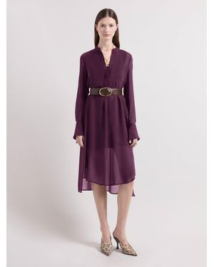 Nina Ricci Burgundy Midi Silk Dress - Purple