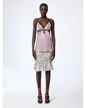 Nina Ricci Mauve V-Neck Silk Satin Top - Red