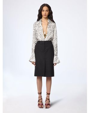Nina Ricci Polka Dot Satin Shirt With Bell Cuffs - White