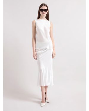 Nina Ricci Cream Asymmetrical Satin Skirt - White