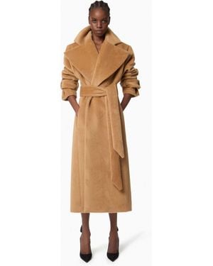 Nina Ricci Long Wool Robe Coat - Natural