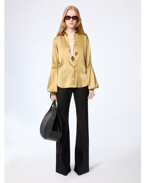 Nina Ricci Silk Satin Shirt With Bow Details - Natural