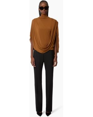 Nina Ricci Highneck Fluid Draped Top - Natural