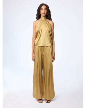 Nina Ricci Halterneck Silk Satin Top - Metallic