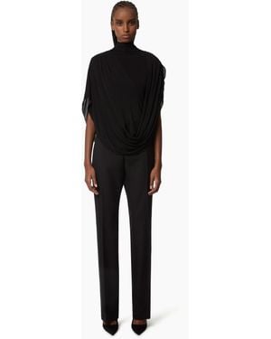 Nina Ricci Highneck Fluid Draped Top - Black