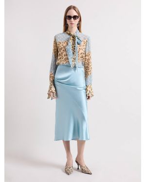 Nina Ricci Ice Asymmetrical Satin Skirt - Blue