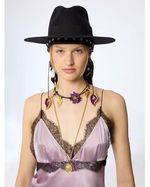 Nina Ricci Felt Fedora Hat - Pink