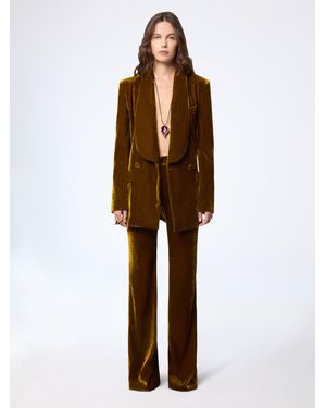 Nina Ricci Velvet Double-Breasted Blazer - Brown