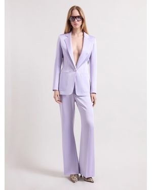 Nina Ricci Flared Crepe Satin Trousers - Purple