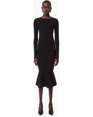 Nina Ricci Long Mermaid Skirt With Cutlines - Black