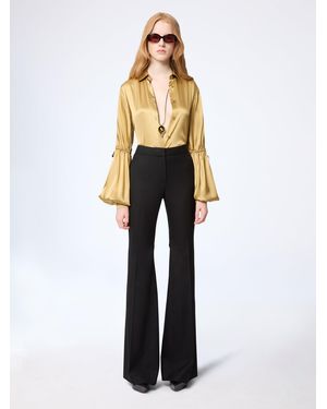 Nina Ricci Flared Wool Gabardine Trousers With Bow Detail - White