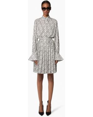 Nina Ricci Logo-Print Satin Skirt - White