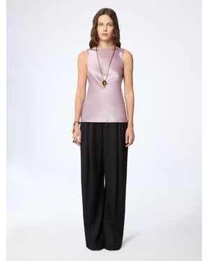 Nina Ricci Mauve Halterneck Drapped Silk Satin Top - White