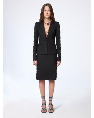 Nina Ricci Wool Gabardine Blazer With Ruffled Sleeves - Black