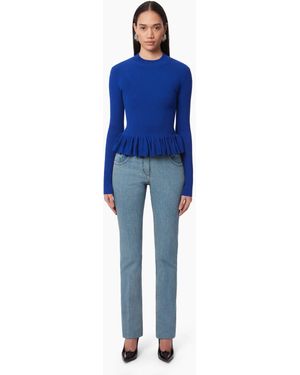 Nina Ricci Sweater With Ruffle Peplum - Blue