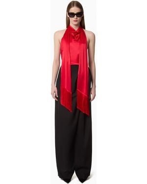 Nina Ricci Halterneck Satin Top - Red