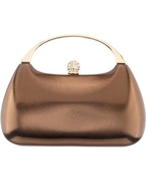Nina Brando Re:turn-dark Bronze Metallic Foil/glass Crystal Minaudiere - Brown