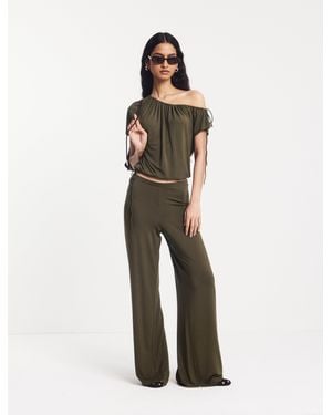 NINETY PERCENT Clover Wide Leg Bottom In Leaf Green
