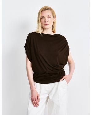 NINETY PERCENT Mika Drape Tee In Bitter Chocolate - Black