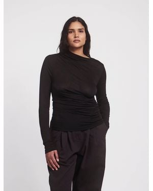 NINETY PERCENT Iphis Draped Long Sleeve Top In Black