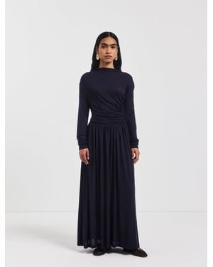 NINETY PERCENT Romy Dress In Darkest Navy - Blue