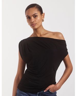 NINETY PERCENT Tanz Draped Top In Black
