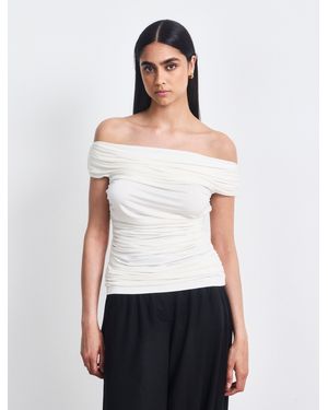 NINETY PERCENT Noho Micromodal Ruched Top In Off White