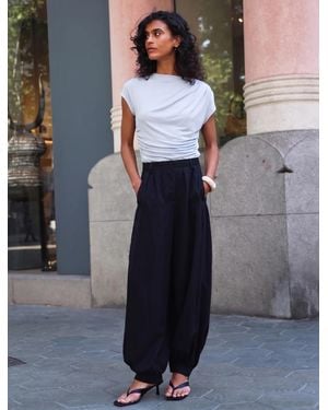 NINETY PERCENT Jamie Drape Top In Icy Blue - White
