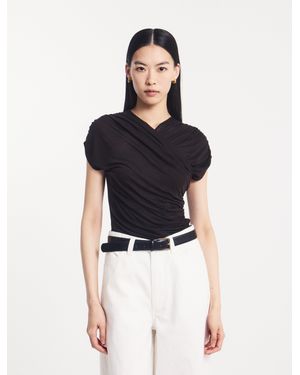NINETY PERCENT Indie Wrap Top In Bitter Chocolate - Blue