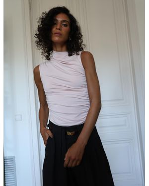 NINETY PERCENT Lui Top In Dusk Pink - White