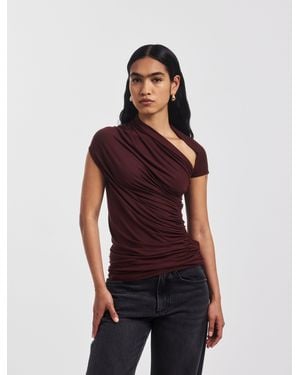 NINETY PERCENT Scarab Micromodal Cut Out Top In Bordeaux - Red