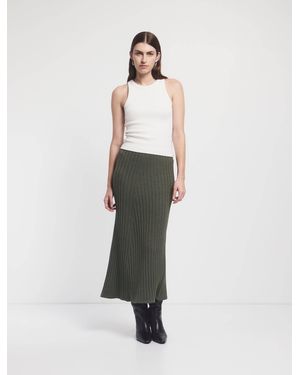 NINETY PERCENT Maia Rib Skirt In Green Marl - White