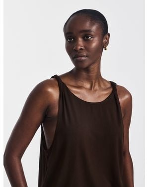 NINETY PERCENT Riley Twist Strap Vest In Bitter Chocolate - Black