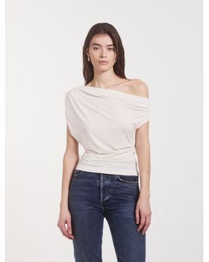 NINETY PERCENT Tanz Draped Top In Off White