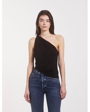 NINETY PERCENT Cava Asymmetric Top In Black - Blue