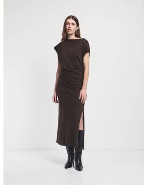 NINETY PERCENT Gabriel Jersey Dress In Turkish Coffee - White