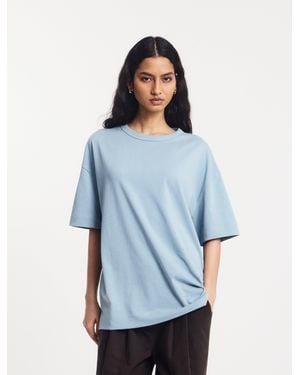 NINETY PERCENT Classic Cotton Oversized T-shirt In Powder Blue