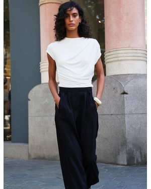 NINETY PERCENT Jamie Drape Top In Chalk - White