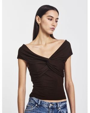 NINETY PERCENT Laila Twist Front Top In Bitter Chocolate - Black