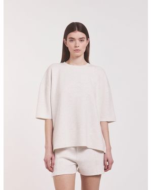 NINETY PERCENT Classic Lounge T-shirt In Oatmeal Marl - White