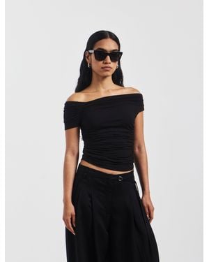 NINETY PERCENT Katie Ruched Top In Black