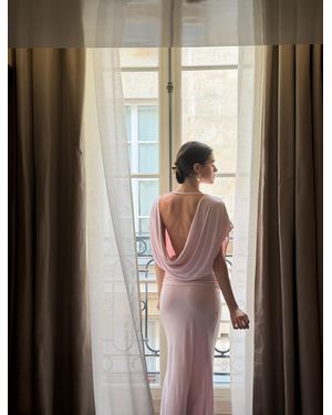 NINETY PERCENT Ramona Blouson Maxi Dress With Full Hem In Dusk Pink