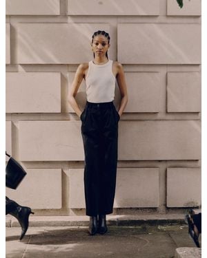 NINETY PERCENT Organic Cotton Denim Trousers In Black - White