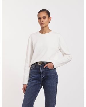 NINETY PERCENT Compact Cotton Long Sleeve T-shirt In Off White