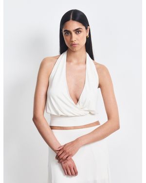 NINETY PERCENT Lenny Wrap Front Halter In Chalk - White