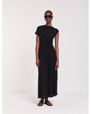 NINETY PERCENT Priam Draped Dress In Black - White