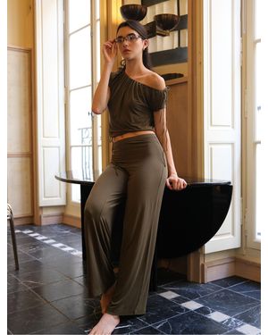NINETY PERCENT Clover Wide Leg Bottom In Leaf Green