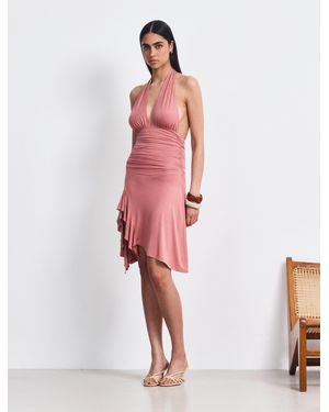 NINETY PERCENT Pippa Halter Dress In Melon - Pink